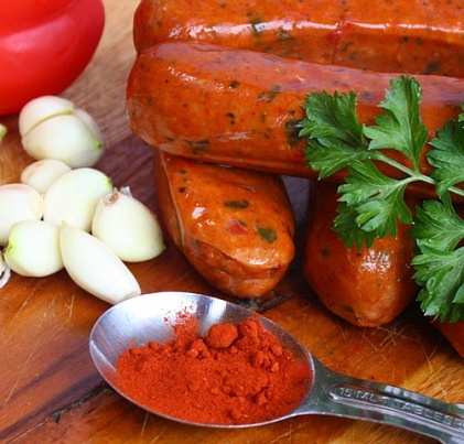 Колбаса с диким рисом и грибами 